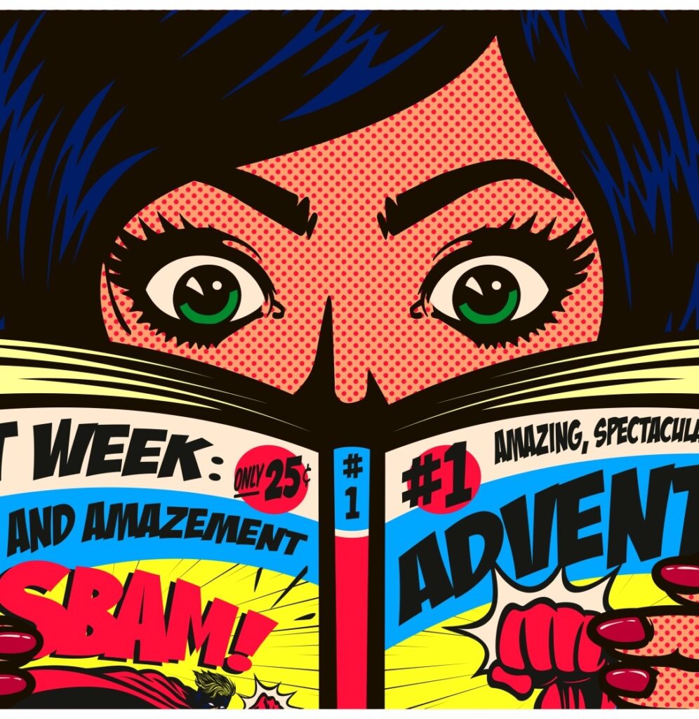 Comic book image of shocked reader