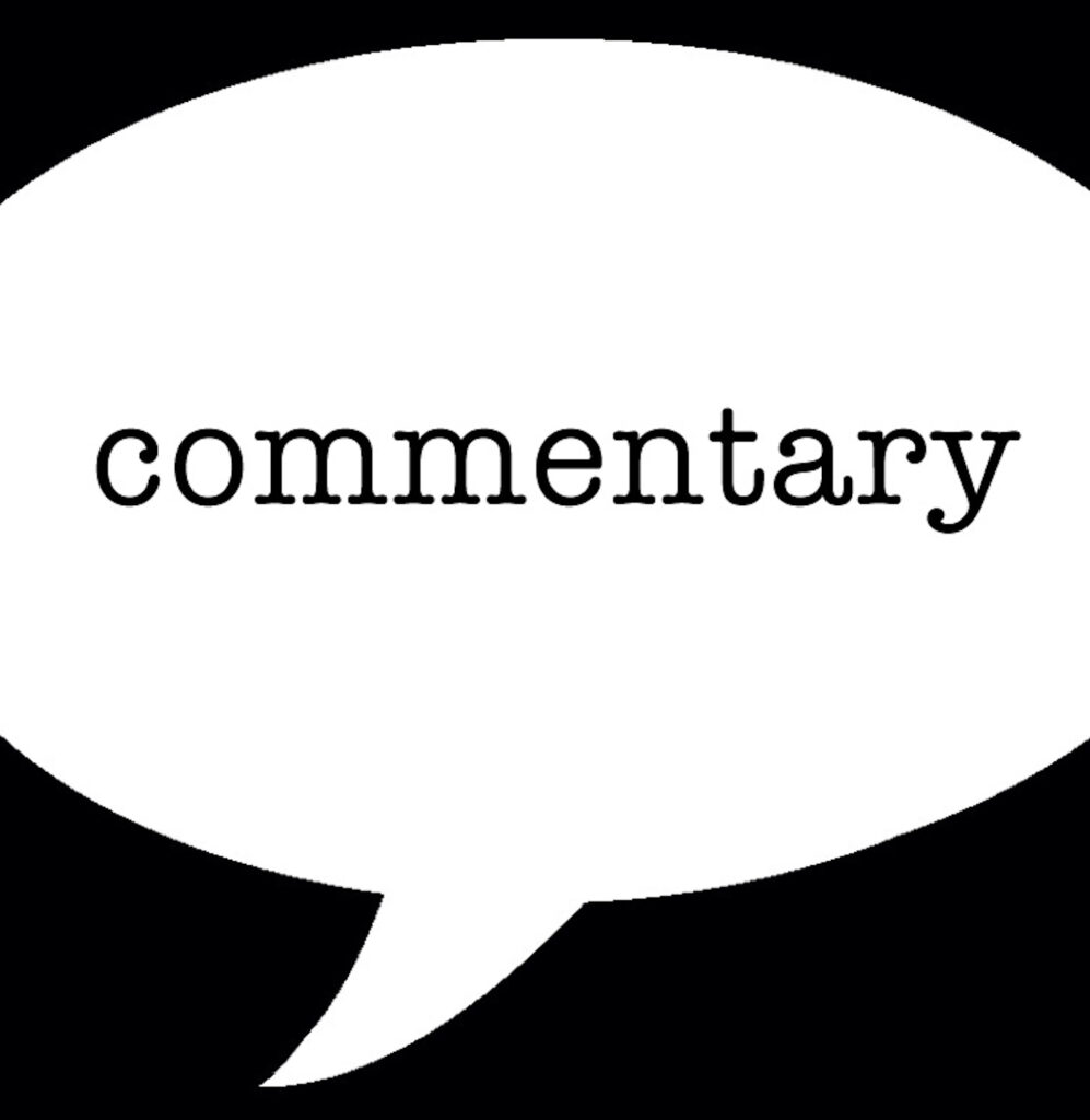 Speech balloon with the word commentary