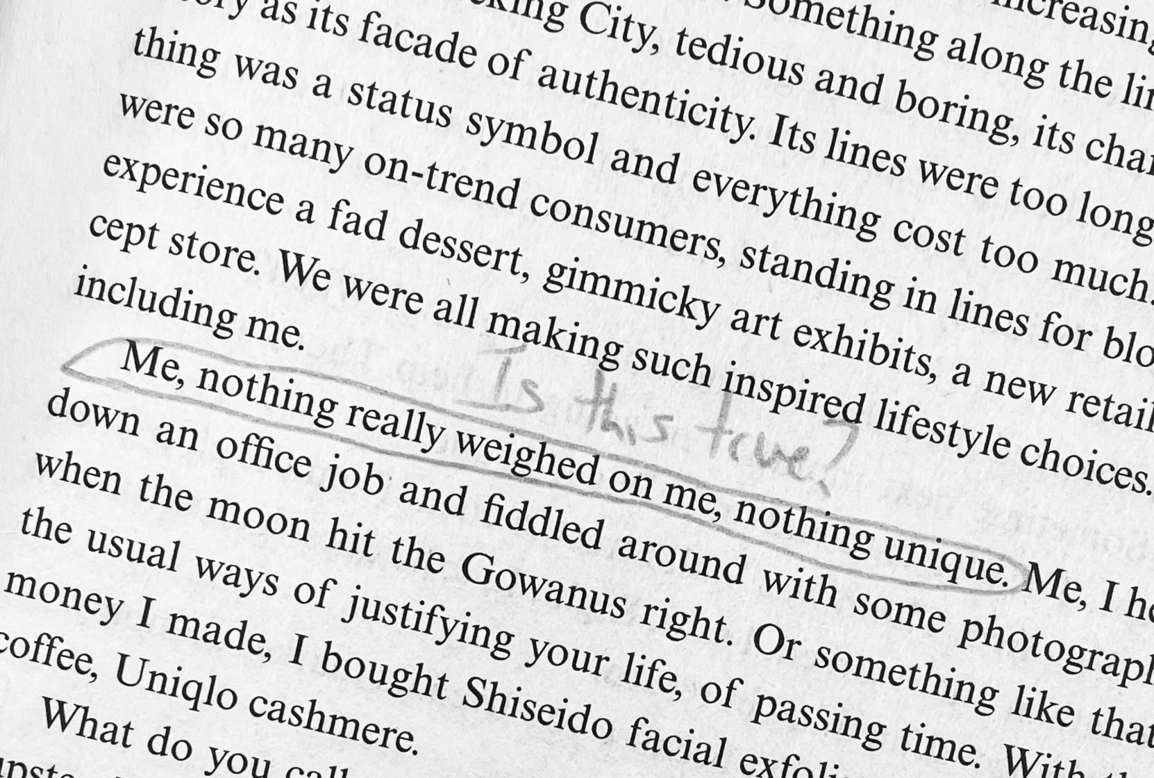 Fragment of text with pencil annotations.